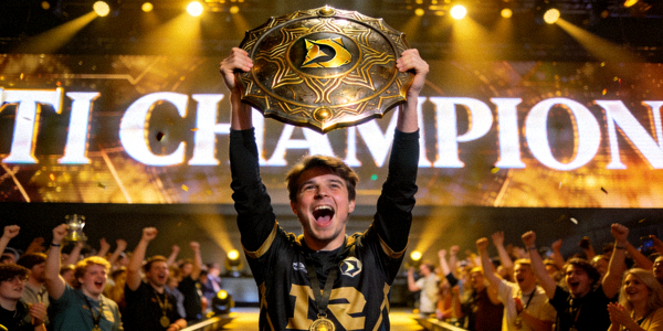DOTA2国际邀请赛TI现场 - 冠军战队举起不朽盾的荣耀时刻