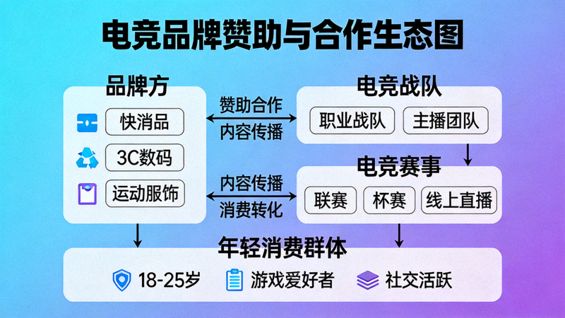 电竞品牌赞助与合作生态图 - 展示品牌如何通过电竞触及年轻消费群体