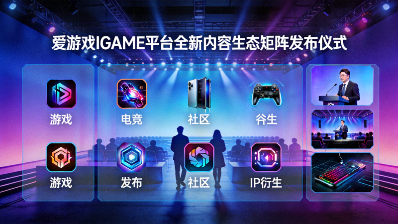 爱游戏IGAME平台全新内容生态矩阵发布仪式，展示多元化内容板块