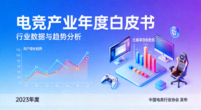电竞产业年度白皮书封面，展示行业数据图表与趋势分析