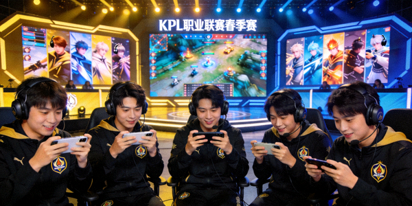 王者荣耀KPL职业联赛春季赛舞台 - 移动电竞选手使用手机进行团队对战