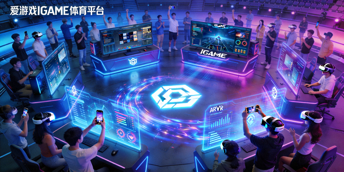 爱游戏IGAME体育平台电竞合作品牌年轻化生态全景图，包含电竞场馆、年轻观众与数字互动元素
