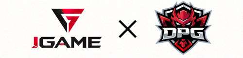 爱游戏IGAME平台与DPG战队合作标识并列展示，包含双方品牌LOGO